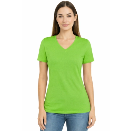 T-shirt Damski limonka dekolt w serek roz. M